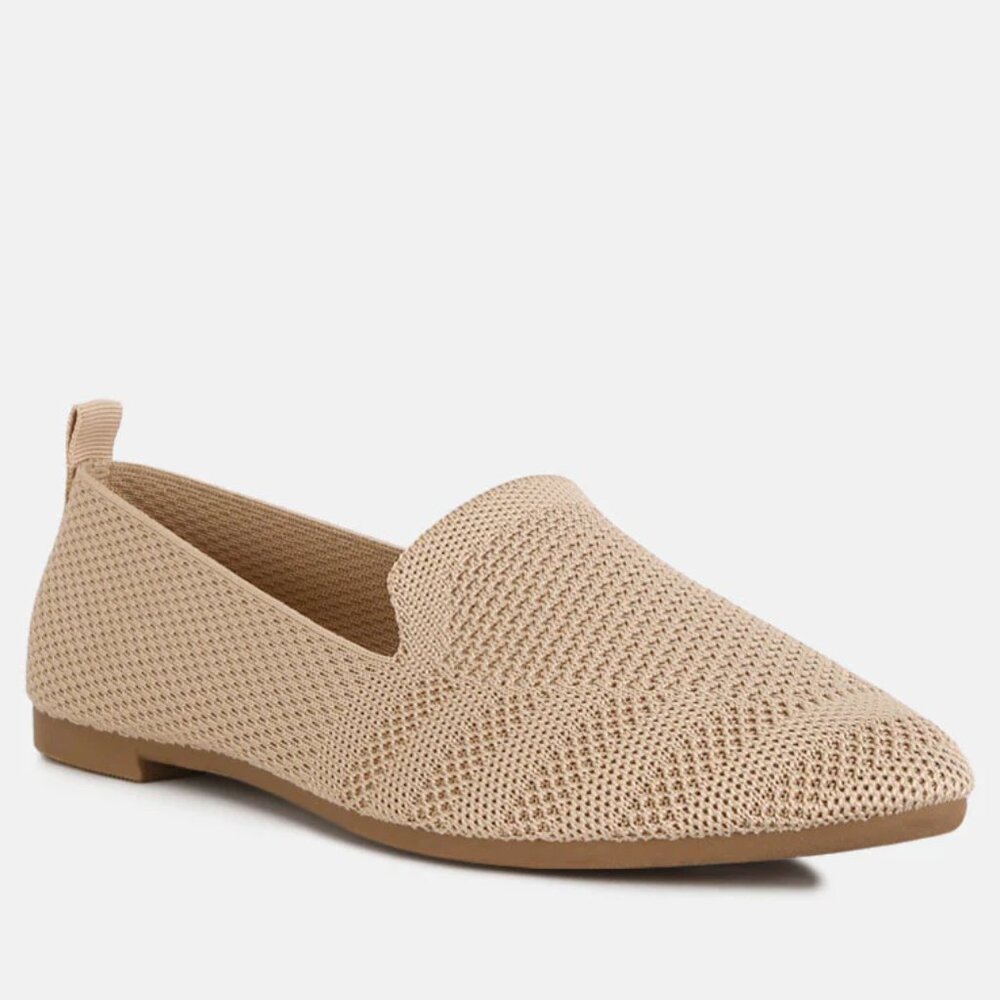 London Rag Akili Knit Beige Textile Solid Flats/NIB/9